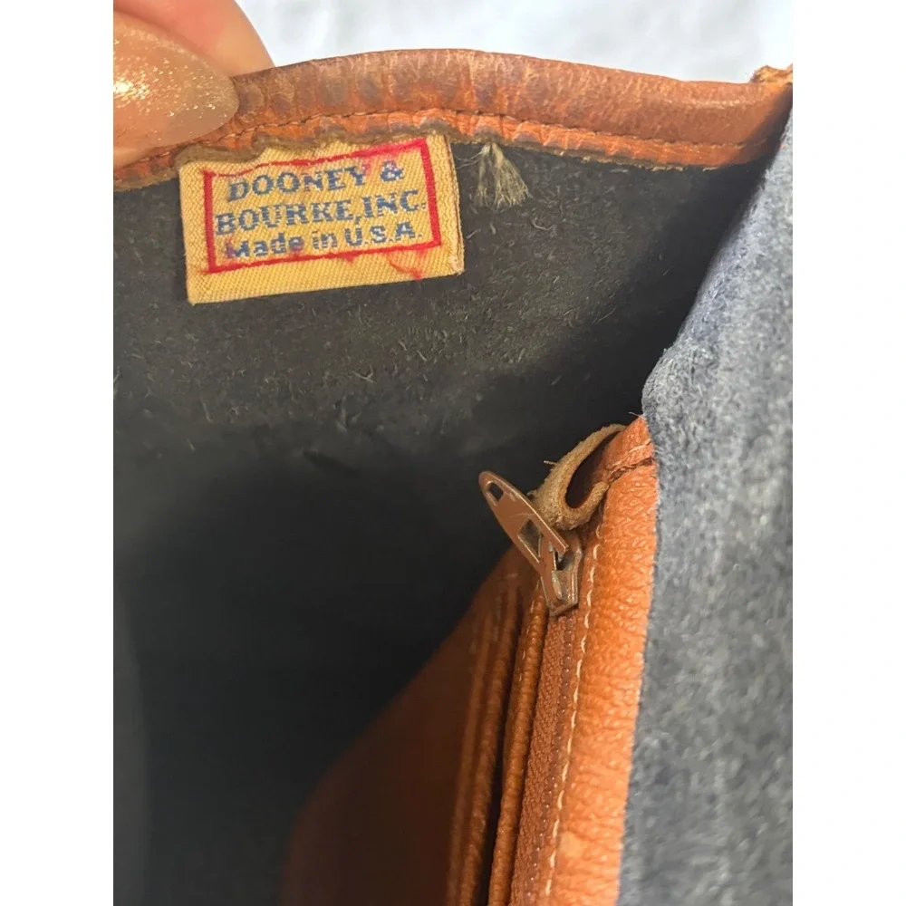 Dooney & Bourke All Weather Leather Vintage Navy‎  Crossbody Bag Brass Duck Fob